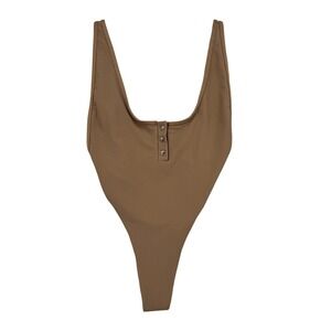 Frankies Bikinis Adele One Piece Women Medium Nude Excellent Ribbed High Cut
